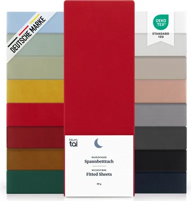 Produktbild von Blumtal Spannbettlaken 160x200cm aus Microfaser - Bettlaken im 2er Set - in der Farbe Rot