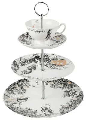 Produktbild von V AND A Tortenboden de 3 Etagen mit Motiv de Alice im Wunderland de Victoria & Albert, Farbe White