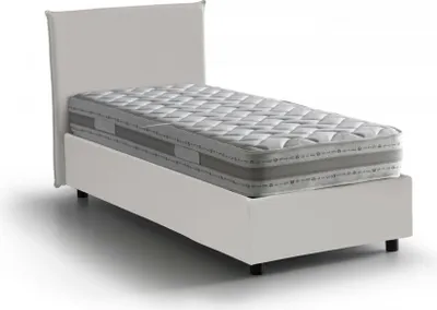 Produktbild von Einzelbett Dbaiocc, Containerbett mit Kunstlederbezug, 100%  Italy, Frontöffnung, mit Matratze Cm 90x190 enthalten, Weiß