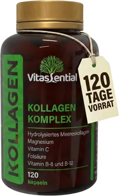 Produktbild von Marine Kollagen-Komplex - Kollagenhydrolysat Peptide mit Vitamin C,B6,B9,B12 - Fisch Collagen Präparate für Knieschmerzen, Gelenkschmerzen, Arthrose