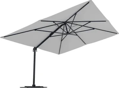 Produktbild von paramondo parapenda Ampelschirm, 4 x 3 m, rechteckig, weiß, Gestell inkl. Standkreuz, anthrazit drehbar mit Kurbel, UV-Schutz & Neigefunktion – ideal für Garten, Terrasse & Balkon
