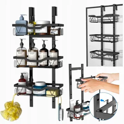 Produktbild von Ruhhy Duschablage Hängeregal Metall Schwarz Verstellbar