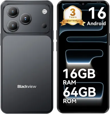 Obrázek produktu pro Mobilní telefon Blackview WAVE 7C, 6,56" displej, 16 GB + 64 GB / 2 TB TF, Android 16, Face ID, 5000 mAh, 32 MP + 13 MP, Dual-SIM, IP54, podpora OTG, 3 sloty