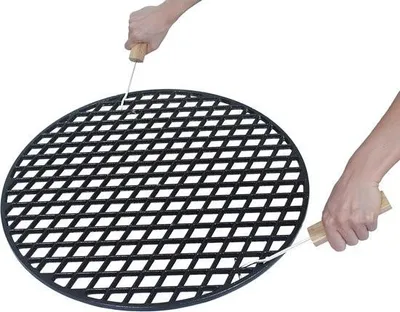 Obrázek produktu pro Litinový grilovací rošt - Ø 44,5 cm - smaltovaný - pevný - včetně 2 držadel - pro grily Weber (45-46 cm)