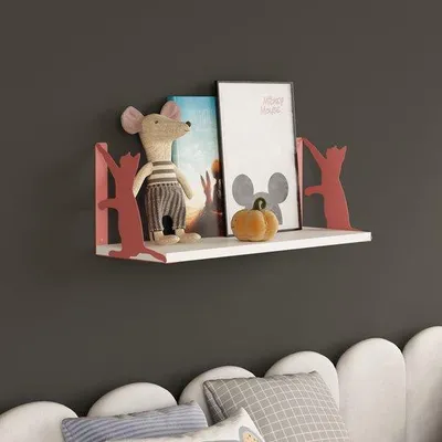 Immagine prodotto di Scaffale da parete per cameretta dei bambini, design gatti, in legno, 60 cm, rosa/bianco