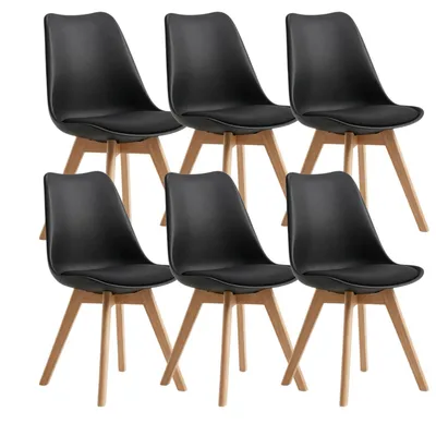 Produktbild von BEALIFE 6er Set Esszimmerstühle,  skandinavisches Design, pflegeleicht | Für Esszimmer, Arbeitszimmer & Restaurant | Schwarz/Weiß/Grau TB18