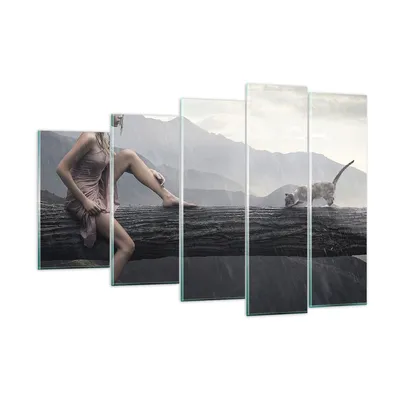 Produktbild von Bilder auf glas - Tiere Katze Mode Modell - 150x100cm - Glasbilder - Wandbilder - Kunstdruck - zum Aufhängen bereit - Wanddekoration aus Glas - Glas Bilder - Wandbild auf Glas - GEG150x100-2134