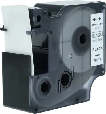 Produktbild von vhbw Schriftband-Kassette kompatibel mit Dymo Rhino 6000, 5000, 5200, 4200, 3000, 1000 Etiketten-Drucker 5,5m x 24mm Schwarz auf Weiß, Vinyl