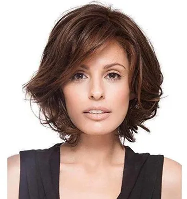 Produktbild von Kurze braune Wellenfrisuren für Damen - synthetisches Haar