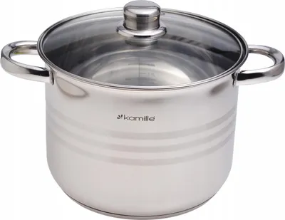 Produktbild von Hoher Topf mit Deckel aus Stahl, 6,0 l, Gas, Induktion, KAMILLE