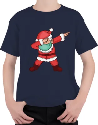 Produktbild von Dabbing Santa Covid Maske - Weihnachten Weihnachtsgeschenk Christmas Uni Kinder T-Shirt, Navy, 128
