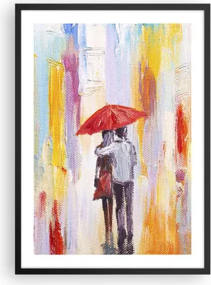 Produktbild von Gerahmtes Poster - Schwarzer Rahmen - Liebhaber Regenschirm - 50x70 cm - Wand Bild - Wanddeko - Wandbilder - Kunstposter - Wandposter - Bilderrahmen - Bilder - Kunstdruck - Wandbild - P2BPA50x70-3692