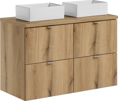 Immagine prodotto di Set Da Bagno 100 Cm Rovere Piano Lavabo Soprapiano + Colonna Alta
