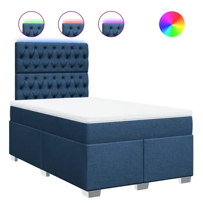 Image de vidaXL Lit boxspring avec matelas bleu 120x190 cm Tissu