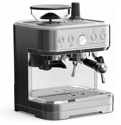 Produktbild von Espressomaschine - Kaffeemaschine mit integriertem Mahlwerk - 15 bar - PID-Temperaturregelung - 2,5-l-Wassertank - Milchaufschäumer - Edelstahl