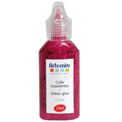 Produktbild von Glitzerkleber für Bastelarbeiten in Fuchsienrot, 20 ml, mit glänzendem Finish
