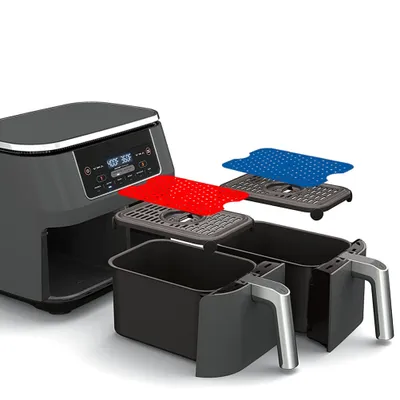Obrázok produktu pre Opakovane použiteľné dvojité koše Air Fryer Liners Nepriľnavé silikónové Air Fryer Liners Kuchynské príslušenstvo pre dvojité koše Air Fryers