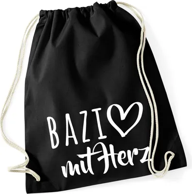 Produktbild von Huuraa Turnbeutel Bazi mit Herz 12 Liter Black Baumwolle Rucksack Geschenkidee