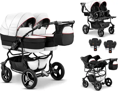 Produktbild von Zwillingskinderwagen 5 in 1 Twin Star inkl. Autositze und Iso Bases - 14 Teile - in 16 Farben