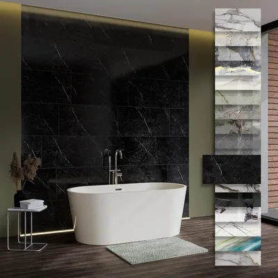 Produktbild von HEXIM Marmorplatten Optik 1-9 Stück 78x39cm SPC Granit Fliesen Steine Paneele Wand innen außen - A
