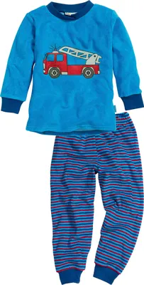 Produktbild von Playshoes Unisex Kinder 411503 Schlafanzug Frottee Feuerwehr, 7 - Blau, 104 EU