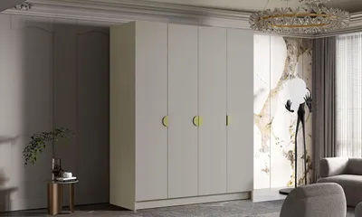 Obrázok produktu pre Šatníková skriňa 200 cm SORELA - kašmír / zlaté úchyty