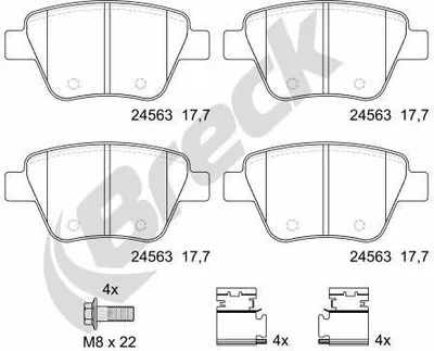 Produktbild von BRECK Bremsbeläge Satz Hinten Bremsklötze für VW GOLF VI (5K1) 24563 00 704 00