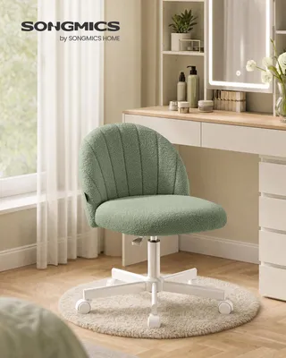 Obrázek produktu pro SONGMICS, toaletní židle, kancelářská židle, potah z plyšové tkaniny, výškově nastavitelná, kompaktní design, zelená barva