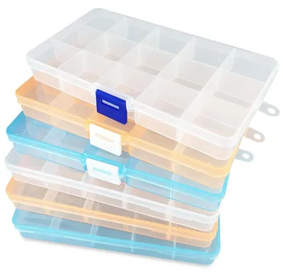 Obrázek produktu pro Třídicí box organizér - S víkem - 8 přihrádek - Průhledný - 2 ks