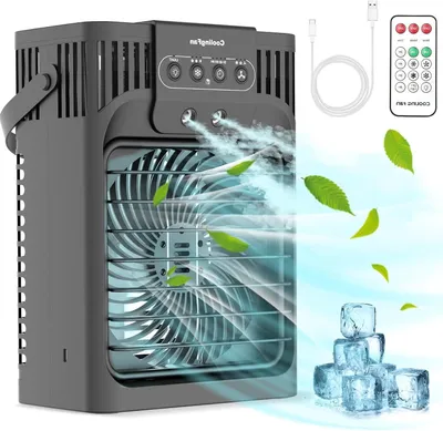 Imagen del producto de Enfriador de aire portátil - Mini aire acondicionado - Refrigeración personal - 4 funciones en 1 - 25 cm x 10 cm x 35 cm