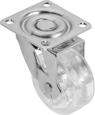 Produktbild von GTV - Möbelrolle B SHIFT ohne Feststeller - Lenkrollen für Möbel - Stahl/PC/PU - Durchmesser 50 mm - Schwenkräder 360 Grad - Gesamtlast pro Rolle: 30 kg - durchsichtig