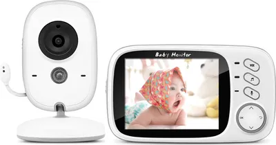 Produktbild von Babyphone mit Kamera, Smart Baby Monitor Video Überwachung mit 3.2" Digital LCD Bildschirm Wireless, VOX, Nachtsicht, Wecker, Temperaturüberwachung, Gegensprechfunktion, Wiederaufladbar