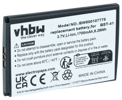 Produktbild von vhbw Akku kompatibel mit Sony MT25, MT25a, MT25i Handy Smartphone Telefon (1700 mAh, 3,7 V, Li-Ion)