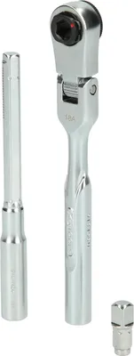 Image de KS TOOLS Werkzeuge-Maschinen GmbH Jeu de cliquets réversibles 1/4" à embouts articulés avec adaptateur pour douilles, 3 pièces (918.1590)