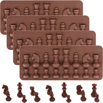 Produktbild von Schokoladenform Silikon Schachform 4 Stück 3D - Selbst Machen Set von Silikon - Tortendekoration Topperdekoration