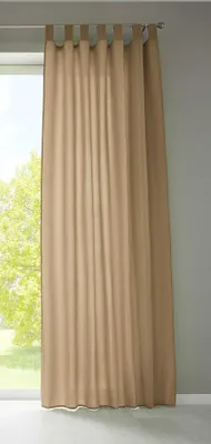 Produktbild von 1er Set Vorhang Schal Schlaufen »Berlin« HxB 225x140 cm Sand Blickdicht Microsatin Lichtdurchlässig Kräuselband Uni Matt, 20400N