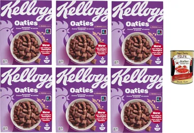 Produktbild von Kellogg's Oaties Avena Croccante al cacao Oaties Knusprige Haferflocken mit Kakao 6x360g+ Italian Gourmet polpa 400g