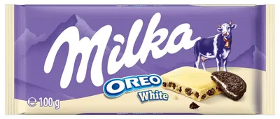 Produktbild von Milka Oreo White, Weiße Schokolade, 100 g, 2347 kJ, 562 kcal, 34 g, 19 g