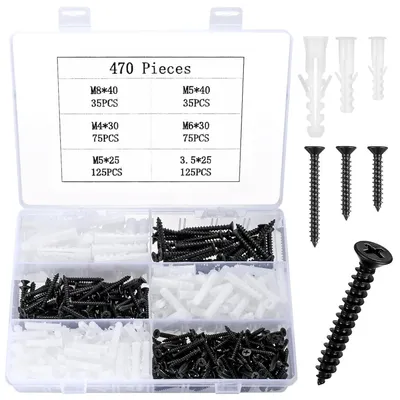 Produktbild von Schrauben und Dübel Set 470tlg M4 M5 M6 M8 für Gipskarton Beton Ziegel