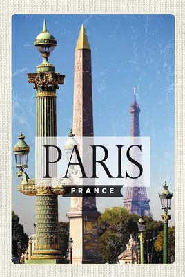 Produktbild von vianmo Holzschild 18x12 cm Paris France Retro Architektur Bildmotiv Reisemotiv Abenteuer Reisen