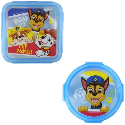 Produktbild von Kinder Brotdosen Set quadratisch & rund Deckel abnehmbar & Heldenmotiv