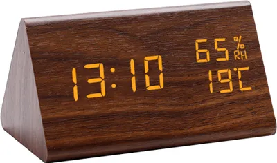 Produktbild von LED Hygrometer Wecker LED Holzuhr Dreieck elektronische Digitaluhr Holz Hygrometer