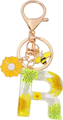 Image de Porte-clés Alphabet R / Jaune - Élégance Florale KP37851