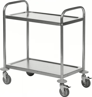 Produktbild von Kongamek Edelstahl- Tischwagen rostfrei mit 2 Böden 685x380mm ohne Umrandung und Bremse