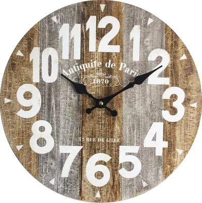 Produktbild von Rebecca Mobili Wanduhr, Antikeffekt aus weißem und braunem Holz ø 33,8 cm