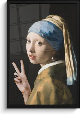 Produktbild von MuchoWow® MuchoWow® Gerahmtes Poster Das Mädchen mit dem Perlenohrring - Johannes Vermeer - Frieden 40x60 cm - Poster mit zchwarzem Bilderrahmen - Papierdruck - Wandbilder