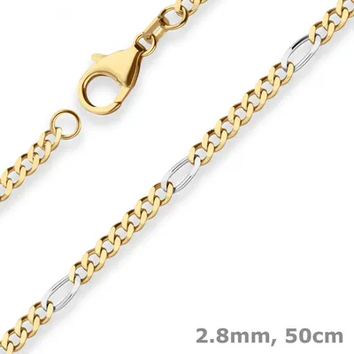 2-8mm-Figarokette-diamantiert-aus-750-Gold-gelb-weiß-50cm