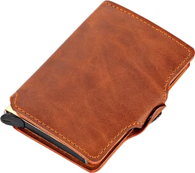 Produktbild von Echtem Leder Herren Geldbörse, Kartenetui Herren mit Magnetischer Verschluss, Push Slim Wallet, Geldbörse Herren RFID Schutz, Smart Wallet, Kreditkartenetui - Inklusive Geschenkbox