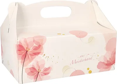 Immagine prodotto di 15 scatole per biscotti, quadrate in cartone 23 cm x 16 cm x 9 cm rosé con maniglia di trasporto