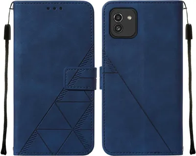 Produktbild von Galaxy A03 Hülle, Schlank Prägung Flip Leder Kartenfächer Schutzhülle mit Ständer für Samsung Galaxy A03 Blau